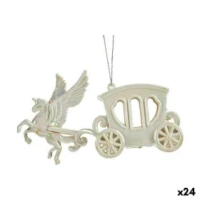 Christmas bauble Magical Carriage Mother of pearl Plastic Glitter 15 x 8,5 x 4,5 cm (24 Units) by Krist+, Christmas - Ref: S3...