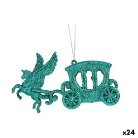 Christmas bauble Magical Carriage Green Plastic Glitter 15 x 8,5 x 4,5 cm (24 Units) by Krist+, Christmas - Ref: S3630182, Pr...