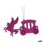 Christmas bauble Magical Carriage Fuchsia Plastic Glitter 15 x 8,5 x 4,5 cm (24 Units) by Krist+, Christmas - Ref: S3630183, ...