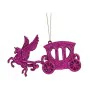 Christmas bauble Magical Carriage Fuchsia Plastic Glitter 15 x 8,5 x 4,5 cm (24 Units) by Krist+, Christmas - Ref: S3630183, ...