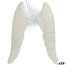 Adorno Natalício Asas de Anjo Branco Plástico Purpurina 12,5 x 15 x 2,5 cm (24 Unidades) de Krist+, Natal - Ref: S3630184, Pr...