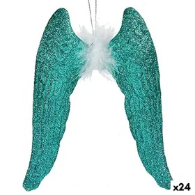 Décorations de Noël Ailes d'ange Vert Plastique Paillettes 12,5 x 15 x 2,5 cm (24 Unités) de Krist+, Noël - Réf : S3630187, P...