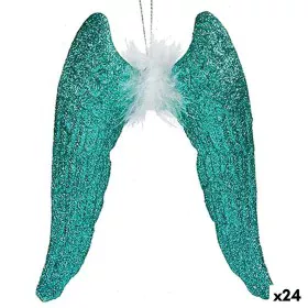 Christmas bauble Angel Wings Green Plastic Glitter 12,5 x 15 x 2,5 cm (24 Units) by Krist+, Christmas - Ref: S3630187, Price:...