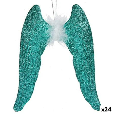 Décorations de Noël Ailes d'ange Vert Plastique Paillettes 12,5 x 15 x 2,5 cm (24 Unités) de Krist+, Noël - Réf : S3630187, P...