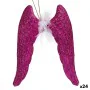 Christmas bauble Angel Wings Fuchsia Plastic Glitter 12,5 x 15 x 2,5 cm (24 Units) by Krist+, Christmas - Ref: S3630188, Pric...