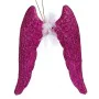 Christmas bauble Angel Wings Fuchsia Plastic Glitter 12,5 x 15 x 2,5 cm (24 Units) by Krist+, Christmas - Ref: S3630188, Pric...