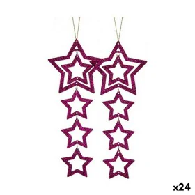 Set Adornos de Navidad Estrella Fucsia 19 x 0,2 x 23 cm (24 Unidades) de Krist+, Navidad - Ref: S3630193, Precio: 39,98 €, De...