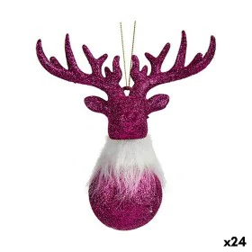 Adorno Navideño Reno Fucsia Plástico Purpurina 13,5 x 15,5 x 7 cm (24 Unidades) de Krist+, Navidad - Ref: S3630201, Precio: 3...