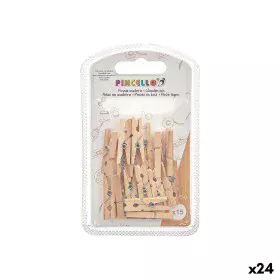 Pinces de serrage Petit Marron Bois (24 Unités) de Pincello, Trombonnes, Pinces & Anneaux - Réf : S3630350, Prix : 15,49 €, R...