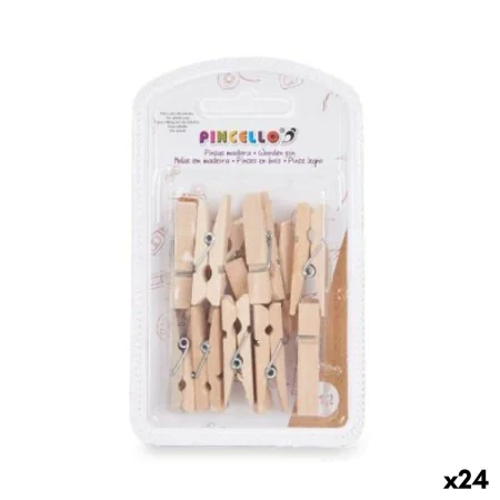 Pinces de serrage Moyen Marron Bois (24 Unités) de Pincello, Trombonnes, Pinces & Anneaux - Réf : S3630352, Prix : 14,87 €, R...