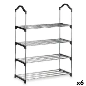 Shoe Rack 4 Shelves 76 x 26 x 58 cm Silver Black Metal (6 Units) by Kipit, Wardrobe storage accessories - Ref: S3630446, Pric...