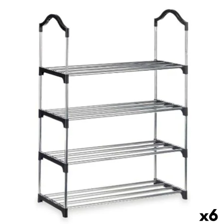 Sapateira 4 Prateleiras 76 x 26 x 58 cm Prateado Preto Metal (6 Unidades) de Kipit, Acessórios de arrumação de armário - Ref:...