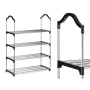 Shoe Rack 4 Shelves 76 x 26 x 58 cm Silver Black Metal (6 Units) by Kipit, Wardrobe storage accessories - Ref: S3630446, Pric...