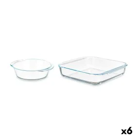 Juego de Bandejas Transparente Vidrio de Borosilicato 800 ml 1,8 L (6 Unidades) de Vivalto, Bandejas para horno - Ref: S36305...