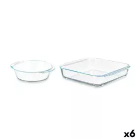 Juego de Bandejas Transparente Vidrio de Borosilicato 800 ml 1,8 L (6 Unidades) de Vivalto, Bandejas para horno - Ref: S36305...