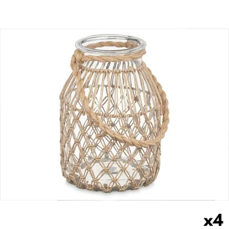 Bougeoir Boîte Transparent Naturel verre Corde 20 x 30 cm (4 Unités) de Gift Decor, Bougeoirs et chandeliers - Réf : S3630535...