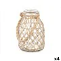 Candleholder Tin Transparent Natural Glass Rope 17 x 25 cm (4 Units) by Gift Decor, Candelabras and candle holders - Ref: S36...