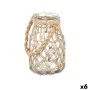 Candleholder Tin Transparent Natural Glass Rope 14 x 21 cm (6 Units) by Gift Decor, Candelabras and candle holders - Ref: S36...