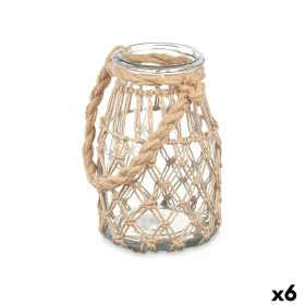 Bougeoir Boîte Transparent Naturel verre Corde 14 x 21 cm (6 Unités) de Gift Decor, Bougeoirs et chandeliers - Réf : S3630539...