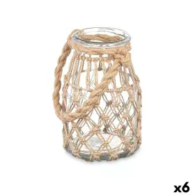 Castiçais Bote Transparente Natural Vidro Corda 14 x 21 cm (6 Unidades) de Gift Decor, Candelabros e suportes para velas - Re...