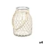 Portacandele Barattolo Bianco Trasparente Vetro Corda 20 x 30 cm (4 Unità) di Gift Decor, Candelieri e portacandele - Rif: S3...