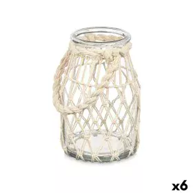 Castiçais Bote Branco Transparente Vidro Corda 14 x 21 cm (6 Unidades) de Gift Decor, Candelabros e suportes para velas - Ref...