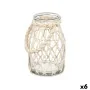 Portavelas Bote Blanco Transparente Vidrio Cuerda 14 x 21 cm (6 Unidades) de Gift Decor, Candelabros y portavelas - Ref: S363...