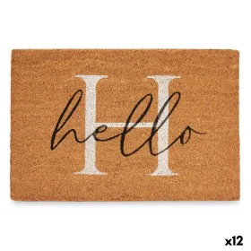 Felpudo Hello Blanco Natural 60 x 1 x 40 cm (12 Unidades) de Gift Decor, Felpudos - Ref: S3630618, Precio: 46,17 €, Descuento: %