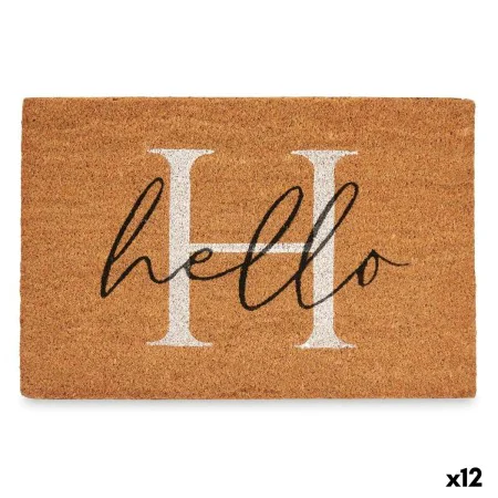 Doormat Hello White Natural 60 x 1 x 40 cm (12 Units) by Gift Decor, Doormats - Ref: S3630618, Price: 47,11 €, Discount: %