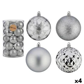 Set of Christmas balls Silver PVC Ø 8 cm (4 Units) by Krist+, Christmas - Ref: S3630671, Price: 44,89 €, Discount: %