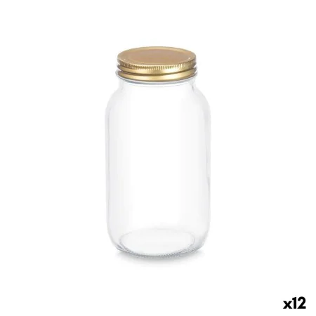 Jar Transparent Golden Metal Glass 950 ml 9 x 18 x 9 cm (12 Units) by Vivalto, Food storage - Ref: S3630944, Price: 15,80 €, ...