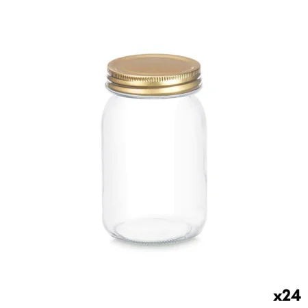 Jar Transparent Golden Metal Glass 500 ml 8 x 13 x 8 cm (24 Units) by Vivalto, Food storage - Ref: S3630948, Price: 24,25 €, ...