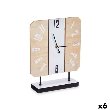 Tafelklok Branco Metal Madeira MDF 22 x 28 x 7 cm (6 Unidades) de Gift Decor, Relógios de secretária - Ref: S3631064, Preço: ...