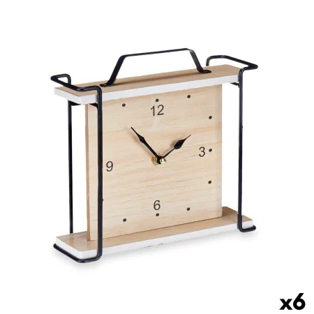 Horloge de table Noir Métal Bois MDF 23 x 21 x 7 cm (6 Unités) de Gift Decor, Pendulettes de bureau - Réf : S3631068, Prix : ...