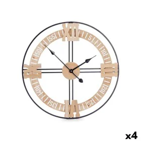 Horloge Murale Noir Métal Bois MDF 60 x 60 x 5 cm (4 Unités) de Gift Decor, Pendules murales - Réf : S3631078, Prix : 84,39 €...