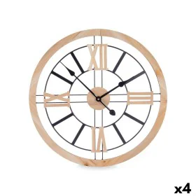 Wall Clock Black Metal MDF Wood 60 x 60 x 4,5 cm (4 Units) by Gift Decor, Wall Clocks - Ref: S3631082, Price: 84,39 €, Discou...