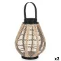 Candleholder Lantern With handle Beige Wood Cloth 25 x 30 x 25 cm (2 Units) by Gift Decor, Candelabras and candle holders - R...