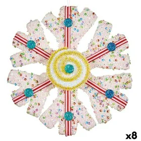 Christmas bauble Snowflakes White Red 17 x 6 x 17 cm (8 Units) by Krist+, Christmas - Ref: S3631124, Price: 64,83 €, Discount: %