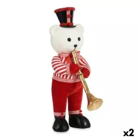 Decorative Figure Bear Trumpet White Black Red polystyrene 15 x 46 x 25 cm (2 Units) by Krist+, Christmas - Ref: S3631129, Pr...