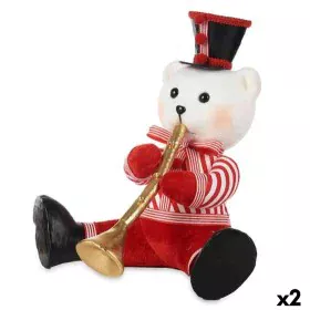 Figura Decorativa Urso Trompete Branco Preto Vermelho poliestireno 32 x 31 x 26 cm (2 Unidades) de Krist+, Natal - Ref: S3631...