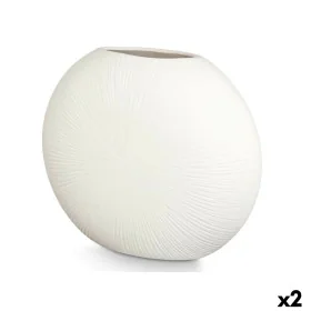 Vase Rond Blanc Céramique 40 x 34,5 x 16 cm (2 Unités) de Gift Decor, Vases - Réf : S3631151, Prix : 29,33 €, Remise : %