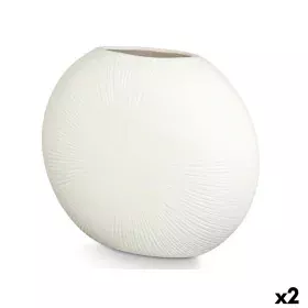 Jarrón Redondo Blanco Cerámica 40 x 34,5 x 16 cm (2 Unidades) de Gift Decor, Jarrones - Ref: S3631151, Precio: 28,87 €, Descu...