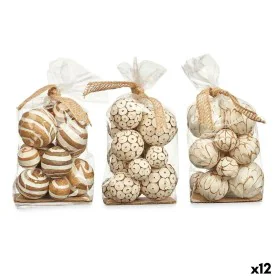 Set de Bolas Decorativas Blanco Marrón (12 Unidades) de Gift Decor, Adornos - Ref: S3631322, Precio: 46,97 €, Descuento: %