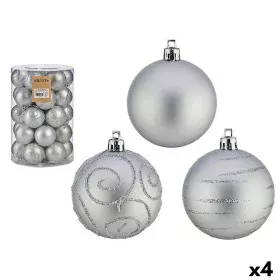 Set de Bolas de Navidad Plateado PVC Ø 6 cm (4 Unidades) de Krist+, Navidad - Ref: S3631467, Precio: 40,43 €, Descuento: %