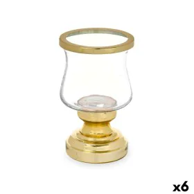 Bougeoir Verre Doré Acier 12 x 19,5 x 12 cm (6 Unités) de Gift Decor, Bougeoirs et chandeliers - Réf : S3631469, Prix : 33,48...