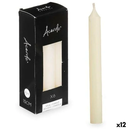 Ensemble de Bougies 2 x 2 x 15 cm Crème (12 Unités) de Acorde, Bougies - Réf : S3631566, Prix : 17,47 €, Remise : %