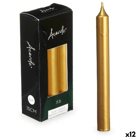 Candle Set 2 x 2 x 15 cm Golden (12 Units) by Acorde, Candles - Ref: S3631570, Price: 19,05 €, Discount: %