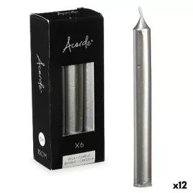 Candle Set 2 x 2 x 15 cm Silver (12 Units) by Acorde, Candles - Ref: S3631572, Price: 19,05 €, Discount: %