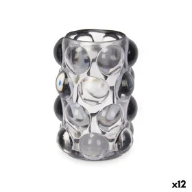 Bougeoir Microsphères Gris Verre 8,4 x 12,5 x 8,4 cm (12 Unités) de Gift Decor, Bougeoirs et chandeliers - Réf : S3631678, Pr...