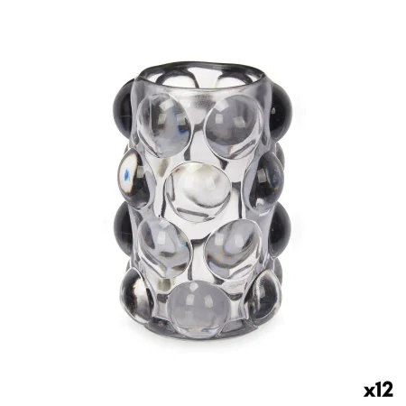 Candleholder Microbeads Grey Crystal 8,4 x 12,5 x 8,4 cm (12 Units) by Gift Decor, Candelabras and candle holders - Ref: S363...